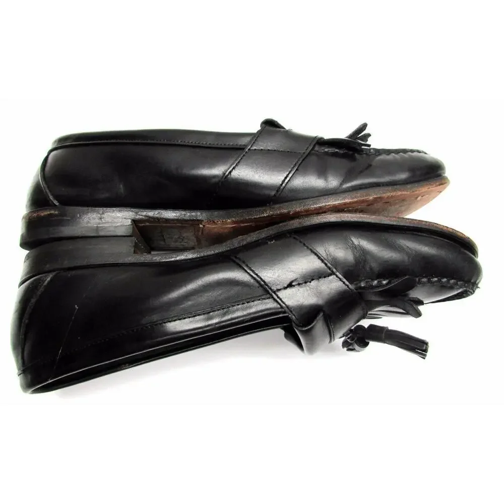 Cole Haan men's size 10 M loafers leather black dress shoes tassels